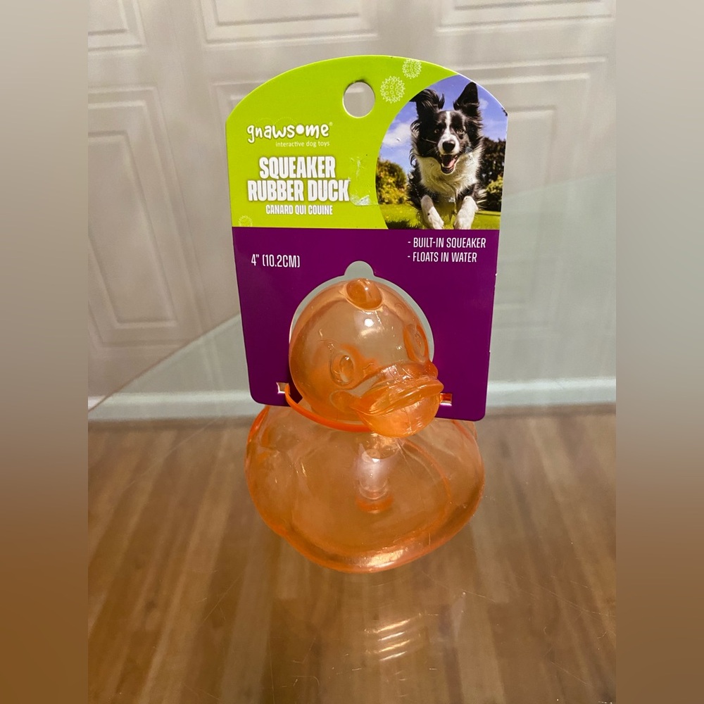 Gnawsome Squeaker Rubber Duck Orange